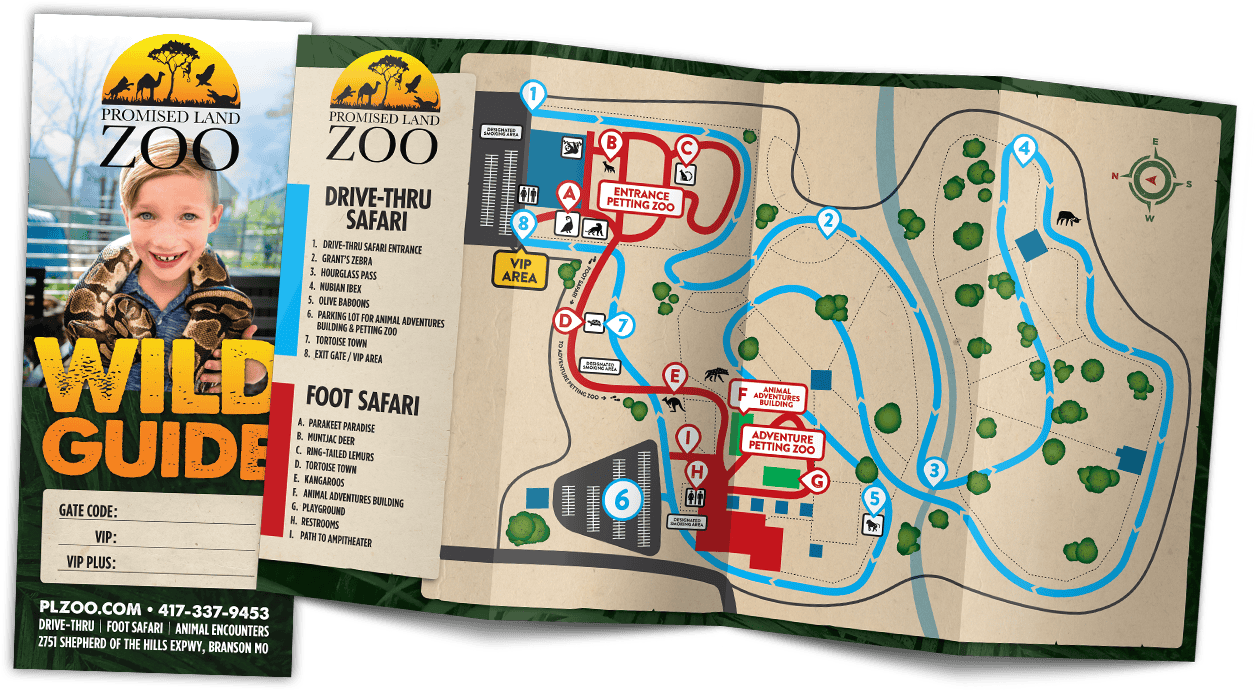 a map and guide of the zoo